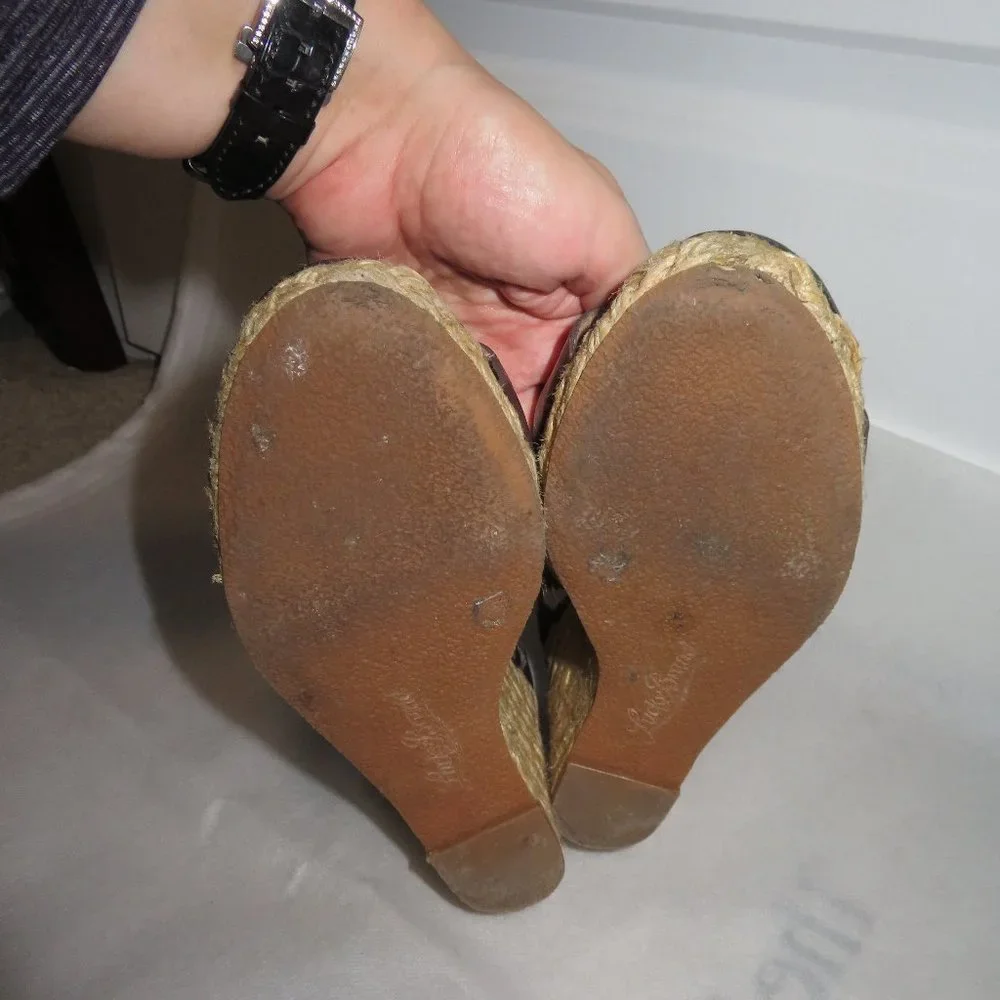 Lucky Brand Brown Leather Espadrille Wedge Sandal 7.5